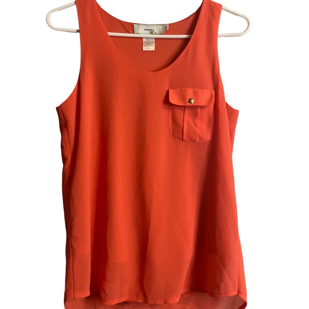 Joompy hi low bright orange lined sleeveless summer tank blouse ladies small top